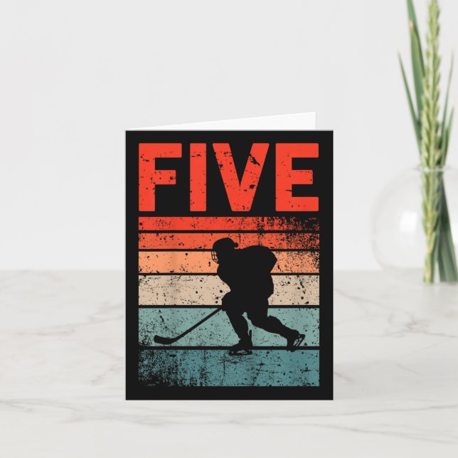 Carte 5e anniversaire Retro Hockey sur glace 5 ans Garço (Devant)