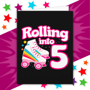 Carte 5e anniversaire Roller Skate 5 ans