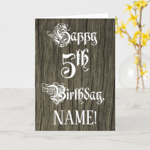 Carte 5e anniversaire : Texte élégant, fantaisie; Faux W