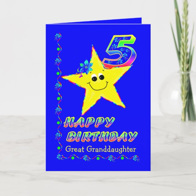 Carte 5èmes étoiles d'anniversaire de coutume pour (Devant)
