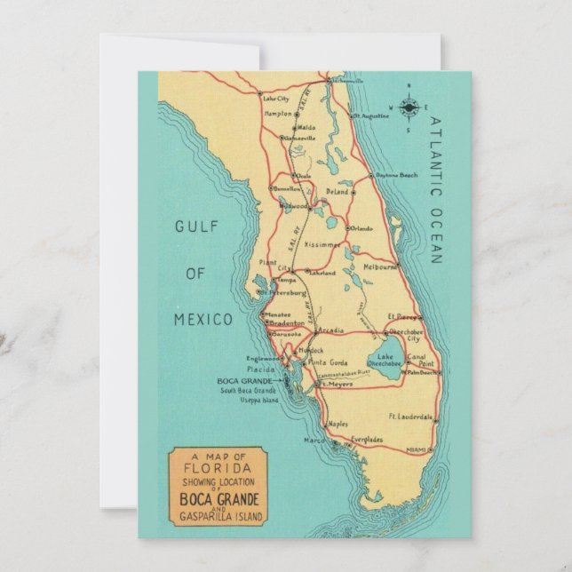 Carte 5x7  Boca Grande Useppa Island Florida Map  (Devant)