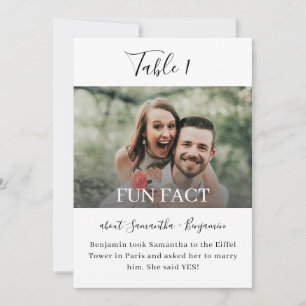 Carte 5x7 Fun Facts Photo Mariage Numéros de tableau