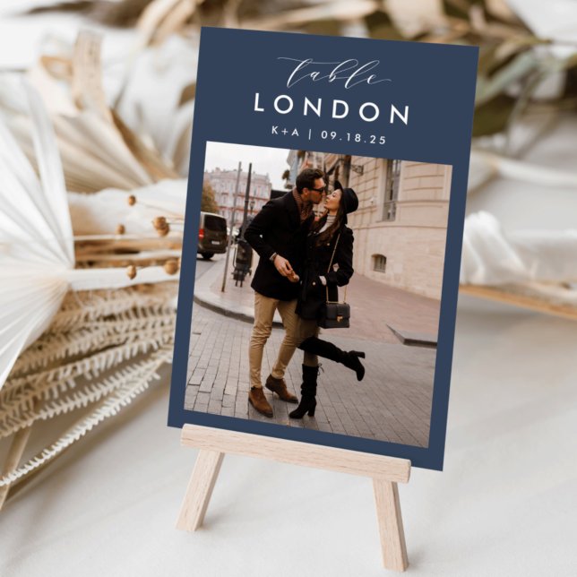 Carte 5x7 Mariage Voyage Destination Numéro de la photo (5x7" travel photo table numbers)