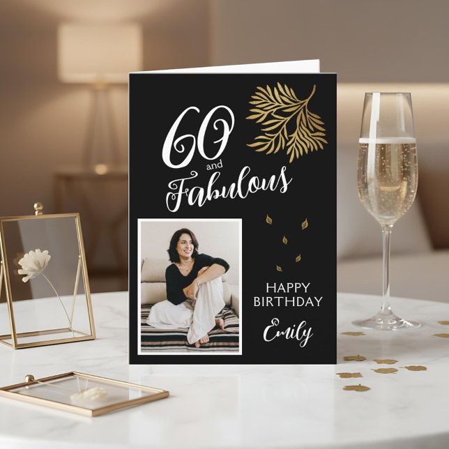 Carte 60 and Fabulous Foliage 60th Birthday Photo Card (Créateur téléchargé)