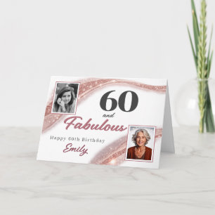 Carte 60 ans et Fabuleux Rose Gold Photo 60e Anniversair