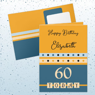 Carte 60 aujourd'hui orange bleu 60e anniversaire