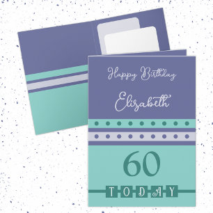 Carte 60 aujourd'hui violet vert 60e anniversaire