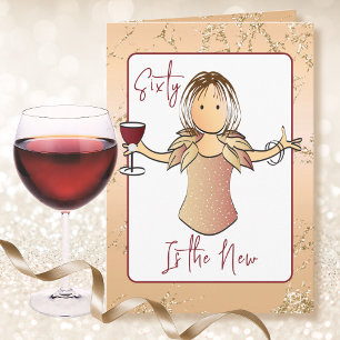Carte 60 Fabulous Glam Cartoon Rouge Vin 60e Anniversair