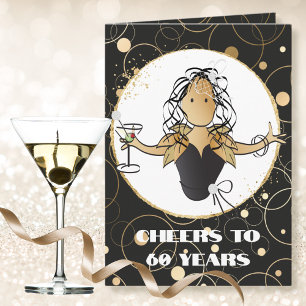 Carte 60 Gras Glam Woman Cartoon 60e anniversaire