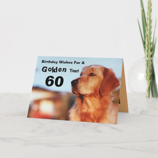 Carte 60e année d'or Anniversaire Golden Retriever Card (Devant)