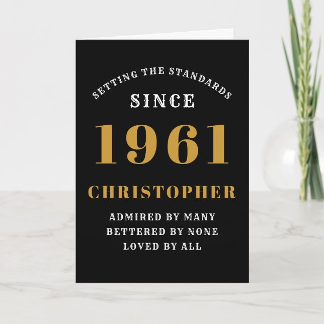 Carte 60e anniversaire 1961 Black Gold Hommes personnali (Devant)