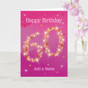 Carte 60e anniversaire - âge 60 en numéro d'étoile - ros