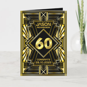 Carte 60e anniversaire Art Déco Gold Black Great Gatsby