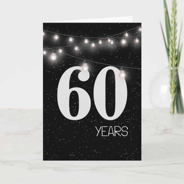 Carte 60e anniversaire avec lumières et étoiles (Devant)