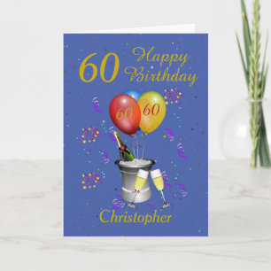 Carte 60e anniversaire Célébration Blue Gold