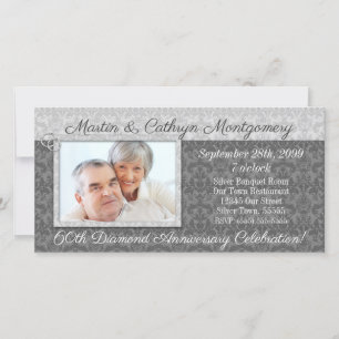 Carte 60e anniversaire de diamant avec photo de couple
