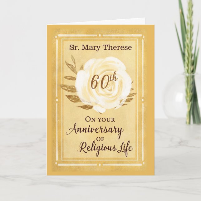Carte 60e anniversaire de la vie religieuse Nonne Rose b (Devant)