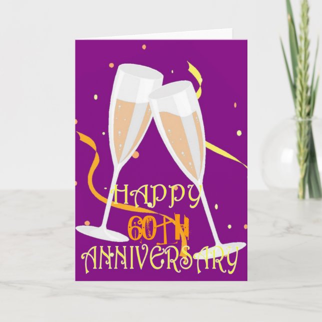 Carte 60e anniversaire de mariage fête du champagne (Devant)