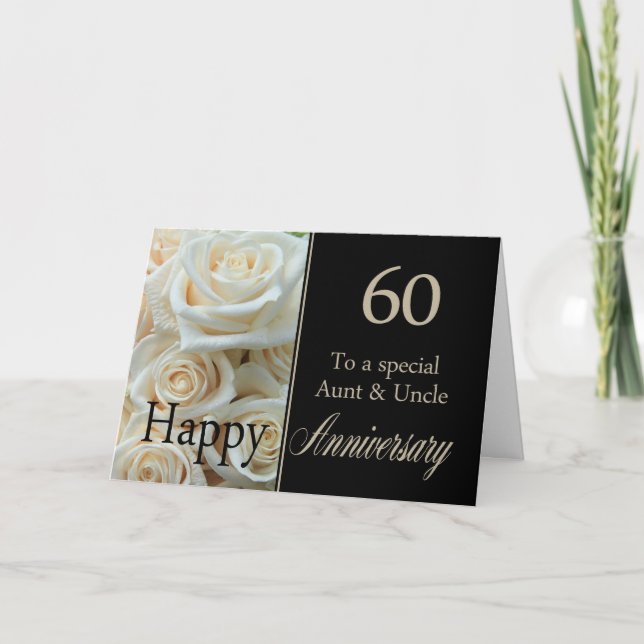 Carte 60e anniversaire de Mariage tante et oncle roses r (Devant)