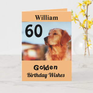 Carte 60e Anniversaire d'or Souhaite Golden Retriever Ch
