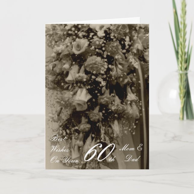 Carte 60e anniversaire du Mariage Bouquet floral (Devant)