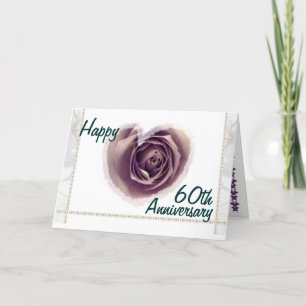 Carte 60e anniversaire du Mariage - Coeur Rose violet