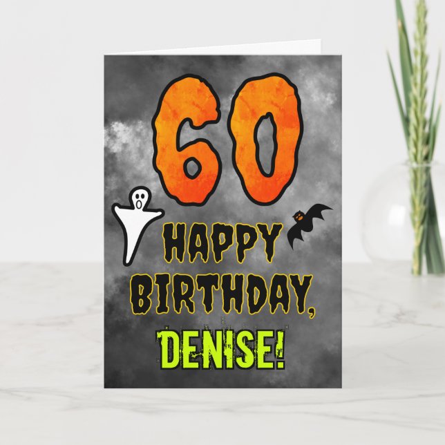 Carte 60e anniversaire : Eerie Halloween Thème + Nom per (Devant)