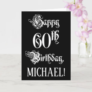 Carte 60e anniversaire : Fancy, Elegant Script + Nom per