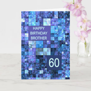 Carte 60e anniversaire Frère, Carrés bleus,