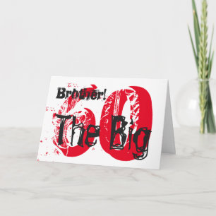 Carte 60e anniversaire, frère, rouge, texte noir sur bla
