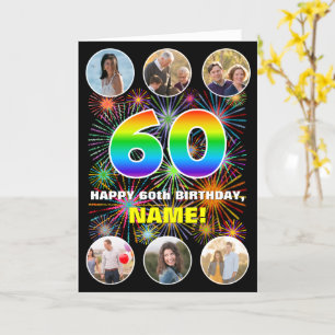 Carte 60e anniversaire : Fun Rainbow #, Custom Name & Ph