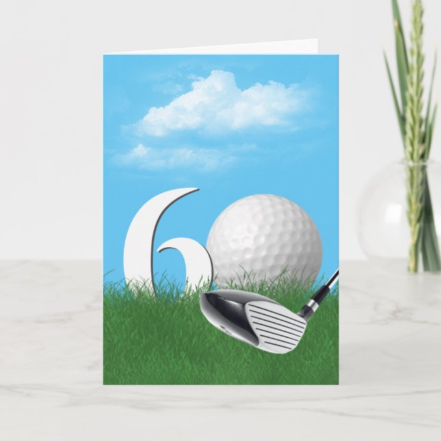 Carte 60e Anniversaire Golf Ball In Grass (Devant)