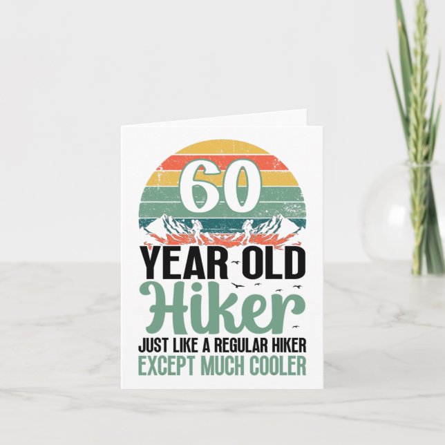 Carte 60e anniversaire Hiker Mountain 60 ans Randonnée L (Devant)