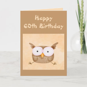 Carte 60e anniversaire Humour amusant Shocked Owl Bird C