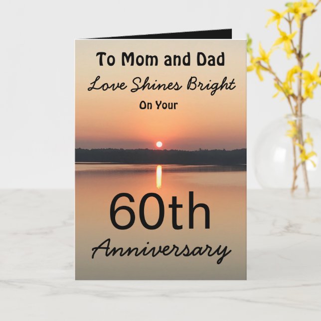 Carte 60e Anniversaire Maman Papa Amour Brille Coucher d (Fleur jaune)