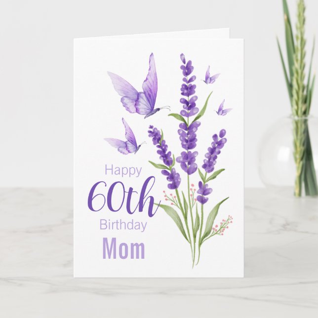 Carte 60e anniversaire Maman Papillon parfumé à la lavan (Devant)