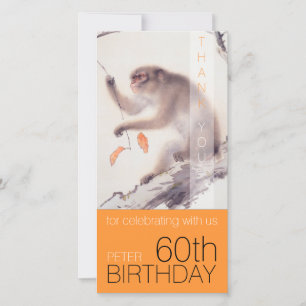 Carte 60e anniversaire Merci japonais singe VFC
