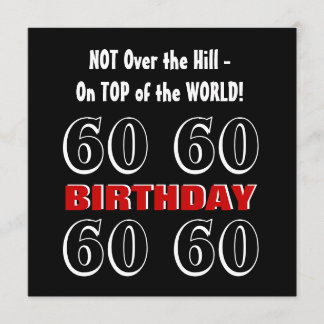 Carte 60e anniversaire moderne rouge argent noir drôle W