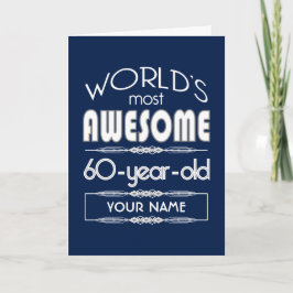 Carte 60e Anniversaire Mondes Meilleur Fabuleux Bleu Fon