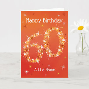 Carte 60e anniversaire - Numéro 60 en étoiles - Rouge -