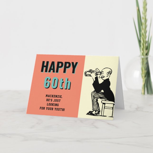Carte 60e anniversaire Personnalisé Retro Drôle Cartoon (Devant)