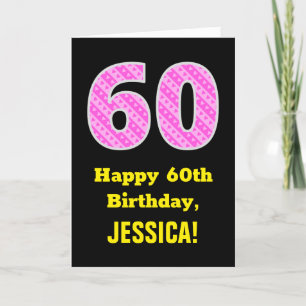 Carte 60e anniversaire : Pink Stripes and Hearts "60" + 