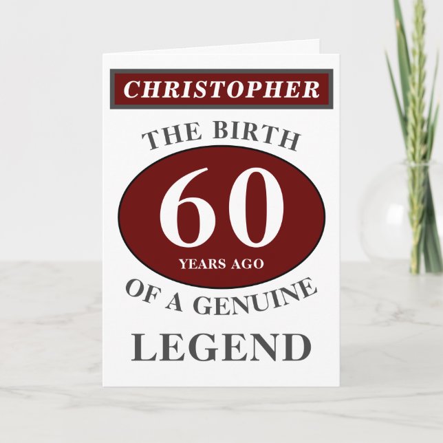 Carte 60e anniversaire Red Genuine Legend Ajouter votre  (Devant)