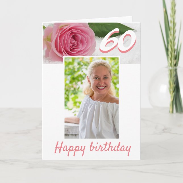 Carte 60e anniversaire Rose Flower Photo florale (Devant)