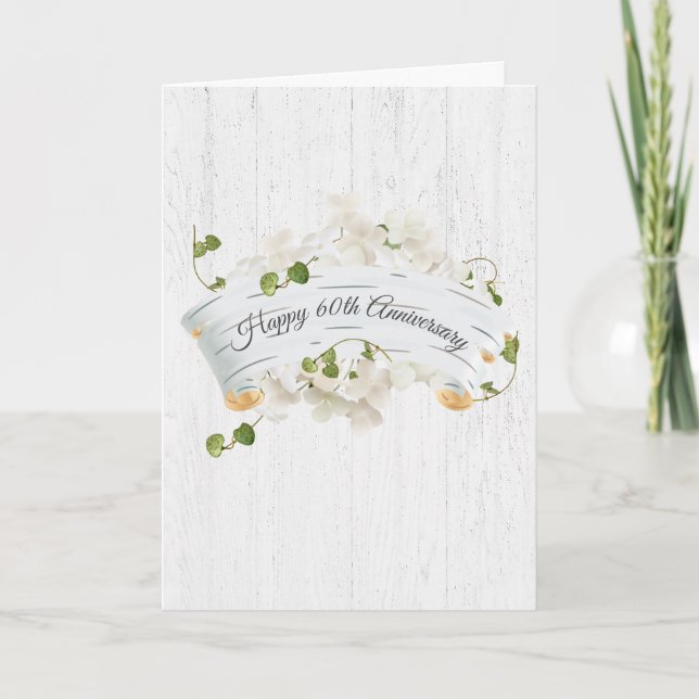 Carte 60e Anniversaire Sur Birch Scroll With Ivy (Devant)
