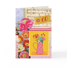 60e Joyeux anniversaire Collage d'art floral scrap