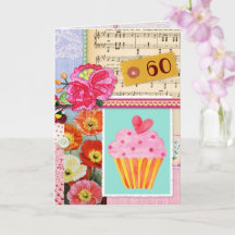 60e Joyeux anniversaire Collage scrapbook cupcake