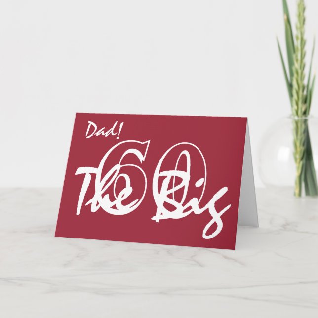 Carte 60ème anniversaire pour papa, lettres blanches sur (Devant)