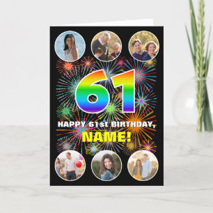 Carte 61e anniversaire : Arc en ciel amusant #, Nom pers