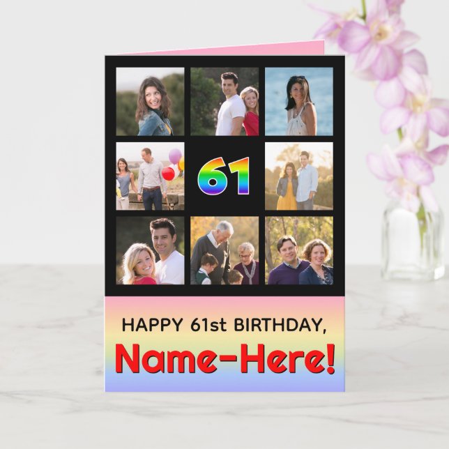 Carte 61e anniversaire : Arc-en-ciel amusant #, photos p (Orchidée)